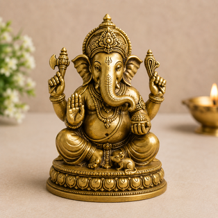 Brass Ganesha Murti — 4 inch
